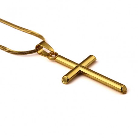 Hip Hop Style 18K Gold Necklace Cross Rap Pendant For Men And Women