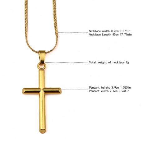 Hip Hop Style 18K Gold Necklace Cross Rap Pendant For Men And Women