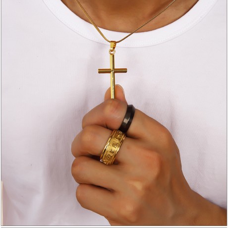 Hip Hop Style 18K Gold Necklace Cross Rap Pendant For Men And Women
