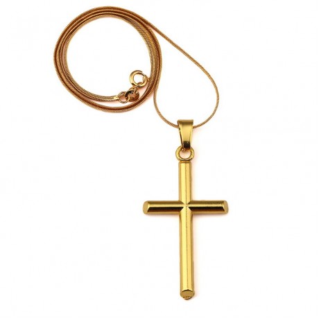Hip Hop Style 18K Gold Necklace Cross Rap Pendant For Men And Women