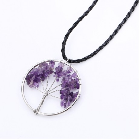 Natural Stone Tree Of Life Pendant Necklace For Men And Women