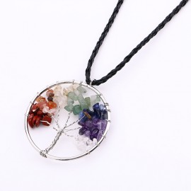 Natural Stone Tree Of Life Pendant Necklace For Men And Women 