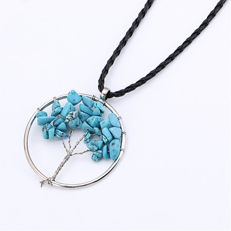 Natural Stone Tree Of Life Pendant Necklace For Men And Women
