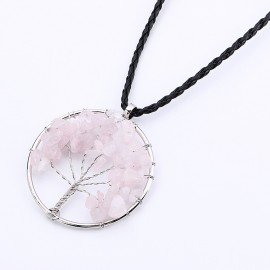 Natural Stone Tree Of Life Pendant Necklace For Men And Women 