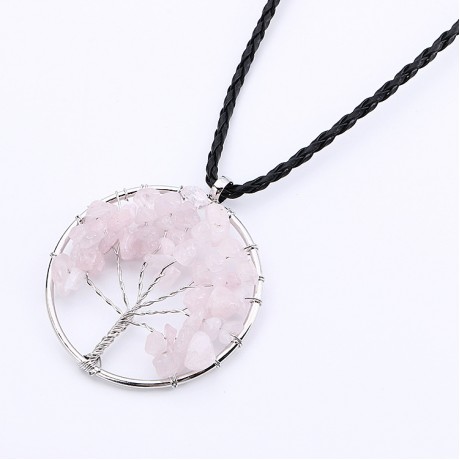 Natural Stone Tree Of Life Pendant Necklace For Men And Women