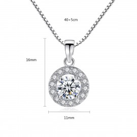 Simulated Diamond Necklace Round Pendant For Women 