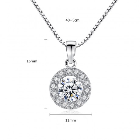 Simulated Diamond Necklace Round Pendant For Women