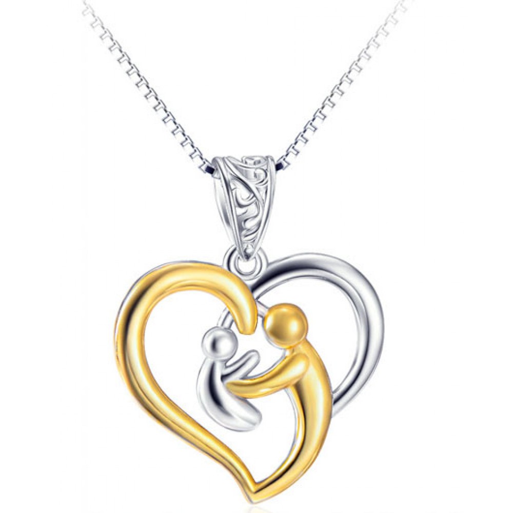 18K Gold Plated Pendant Necklace 925 Sterling Silver Heart-Shape Necklace For Women