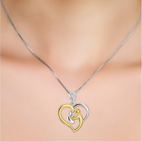 18K Gold Plated Pendant Necklace 925 Sterling Silver Heart-Shape Necklace For Women