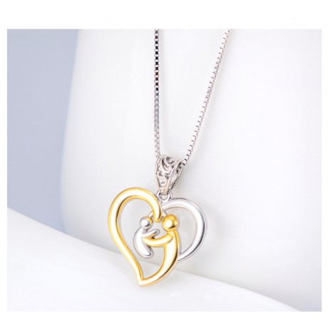 18K Gold Plated Pendant Necklace 925 Sterling Silver Heart-Shape Necklace For Women