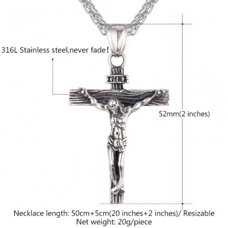 18K Gold Cross Crucifix Pendant Stainless Steel Necklace Jewellery for Men and women