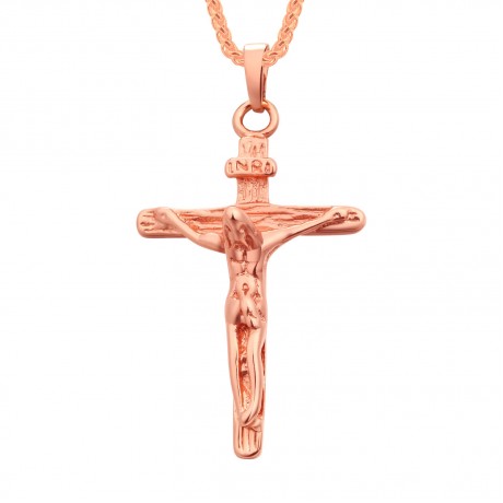 18K Gold Cross Crucifix Pendant Stainless Steel Necklace Jewellery for Men and women