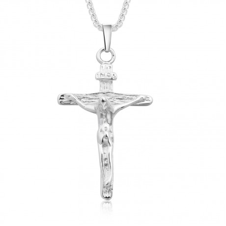 18K Gold Cross Crucifix Pendant Stainless Steel Necklace Jewellery for Men and women