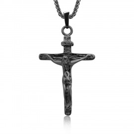18K Gold Cross Crucifix Pendant Stainless Steel Necklace Jewellery for Men and women 