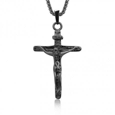 18K Gold Cross Crucifix Pendant Stainless Steel Necklace Jewellery for Men and women