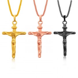 18K Gold Cross Crucifix Pendant Stainless Steel Necklace Jewellery for Men and women