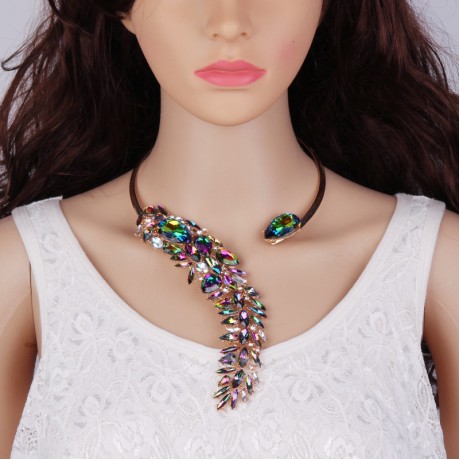 Statement Necklace Colorful Crystal Beading Necklace Fashion Jewelry Accessories for Women