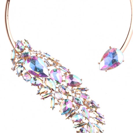 Statement Necklace Colorful Crystal Beading Necklace Fashion Jewelry Accessories for Women