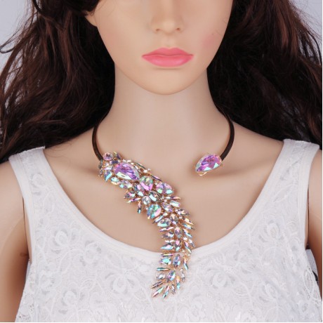 Statement Necklace Colorful Crystal Beading Necklace Fashion Jewelry Accessories for Women