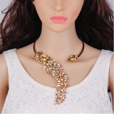 Statement Necklace Colorful Crystal Beading Necklace Fashion Jewelry Accessories for Women