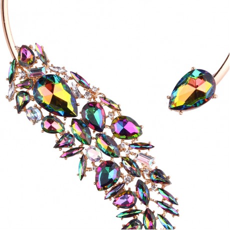 Statement Necklace Colorful Crystal Beading Necklace Fashion Jewelry Accessories for Women