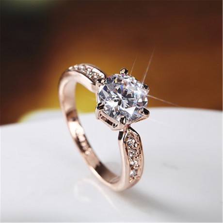 Crystal Rose Gold Plated White Diamond Ring Wedding Ring for Women Or Men(5-10)