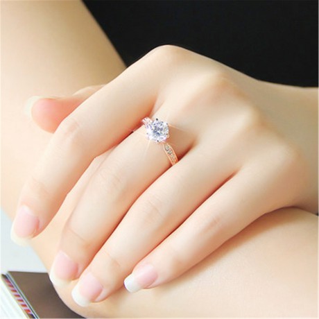 Crystal Rose Gold Plated White Diamond Ring Wedding Ring for Women Or Men(5-10)