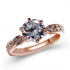 Crystal Rose Gold Plated White Diamond Ring Wedding Ring for Women Or Men(5-10)