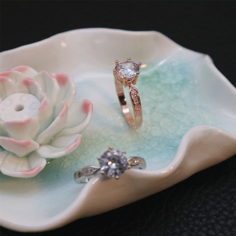 Crystal Rose Gold Plated White Diamond Ring Wedding Ring for Women Or Men(5-10)