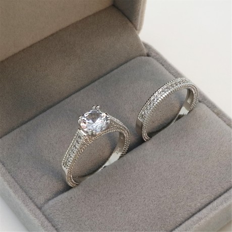 Crystal White Gold Plated Ring Composite White Diamond Ring for Women(6-10)
