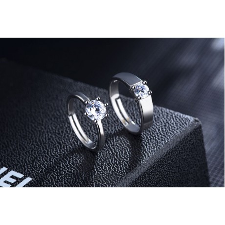 Adjustable Wrap Open Lover Rings Knuckle Simulated Diamond Couple Rings For Him And Her For Wedding