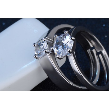 Adjustable Wrap Open Lover Rings Knuckle Simulated Diamond Couple Rings For Him And Her For Wedding
