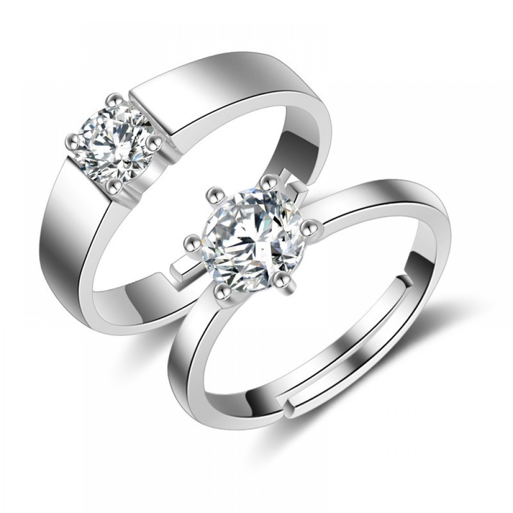Adjustable Wrap Open Lover Rings Knuckle Simulated Diamond Couple Rings For Him And Her For Wedding