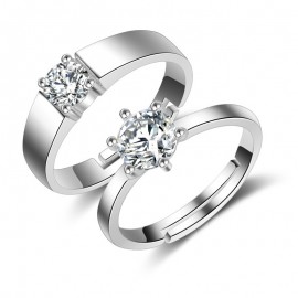 Adjustable Wrap Open Lover Rings Knuckle Simulated Diamond Couple Rings For Him And Her For Wedding