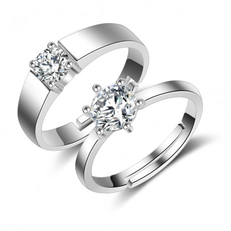 Adjustable Wrap Open Lover Rings Knuckle Simulated Diamond Couple Rings For Him And Her For Wedding