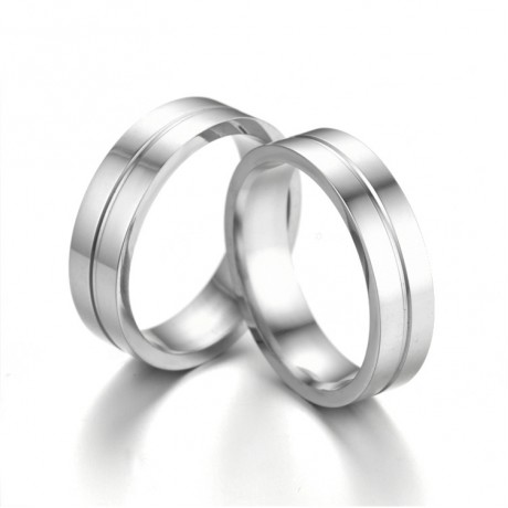 Simple Stainless Steel Lover Rings Crystal Diamond Couple Rings(AAA Diamond)