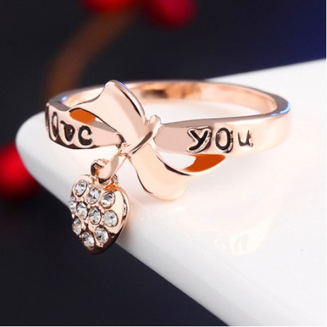 18K Gold Plated Ring Heart Shape LOVE Letters Ring For Women Or Men
