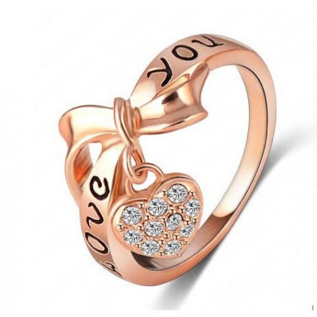 18K Gold Plated Ring Heart Shape LOVE Letters Ring For Women Or Men