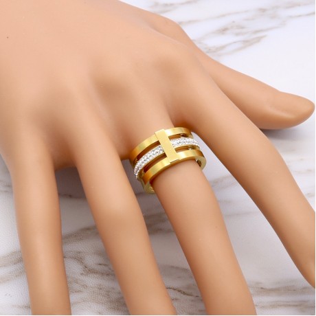 18K Gold Plated Fashion Rings Princess Temperament Diamond Rings For Women(6-10)