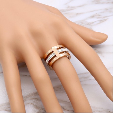 18K Gold Plated Fashion Rings Princess Temperament Diamond Rings For Women(6-10)