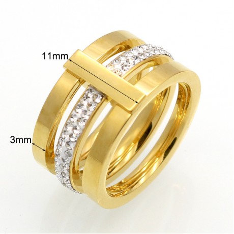 18K Gold Plated Fashion Rings Princess Temperament Diamond Rings For Women(6-10)