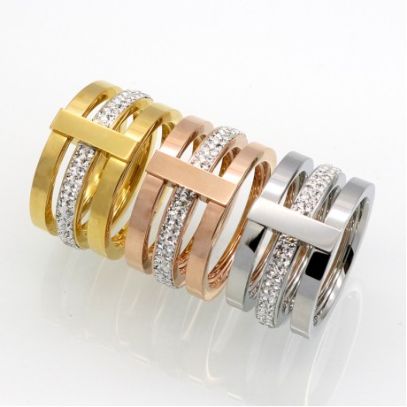 18K Gold Plated Fashion Rings Princess Temperament Diamond Rings For Women(6-10)