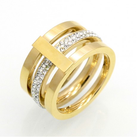 18K Gold Plated Fashion Rings Princess Temperament Diamond Rings For Women(6-10)