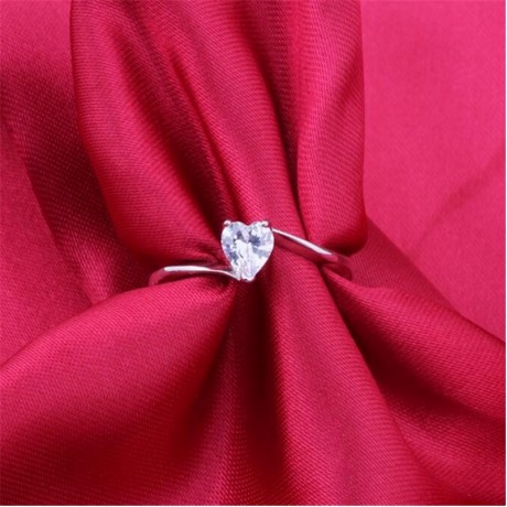 Simple Heart Diamond Rings 925 Sterling Silver Fashion Ring For Women Valentines Gift(5-11)