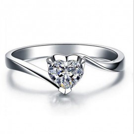 Simple Heart Diamond Rings 925 Sterling Silver Fashion Ring For Women Valentines Gift(5-11) 