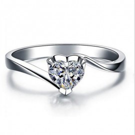Simple Heart Diamond Rings 925 Sterling Silver Fashion Ring For Women Valentines Gift(5-11)