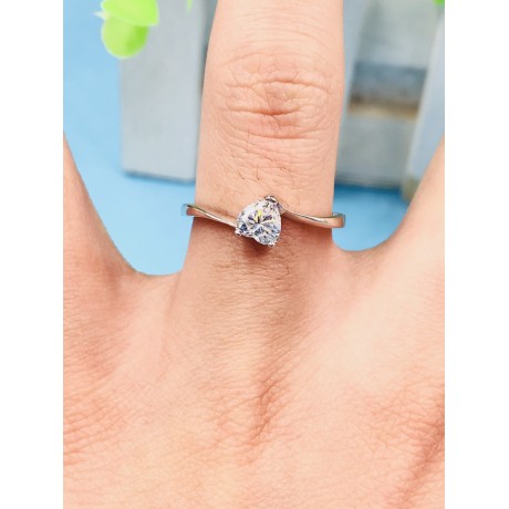 Simple Heart Diamond Rings 925 Sterling Silver Fashion Ring For Women Valentines Gift(5-11)