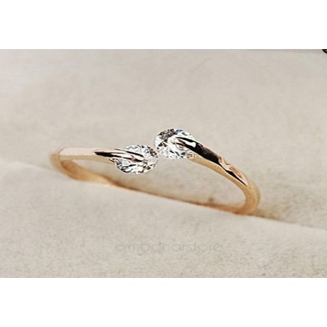 Open Sterling Silver Rose Gold Ring-Adjustable Crystal Ring