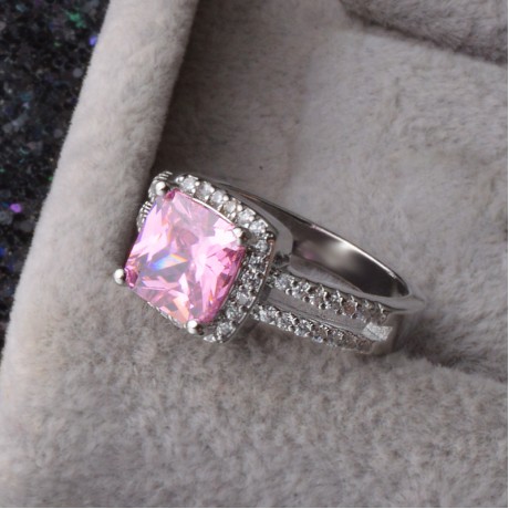 Princess Brilliant Platinum Plated Ring Diamond Engagement Ring of Wedding Ring for Women