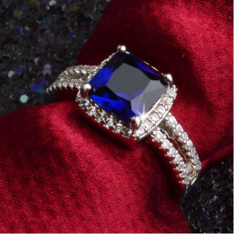 Princess Brilliant Platinum Plated Ring Diamond Engagement Ring of Wedding Ring for Women